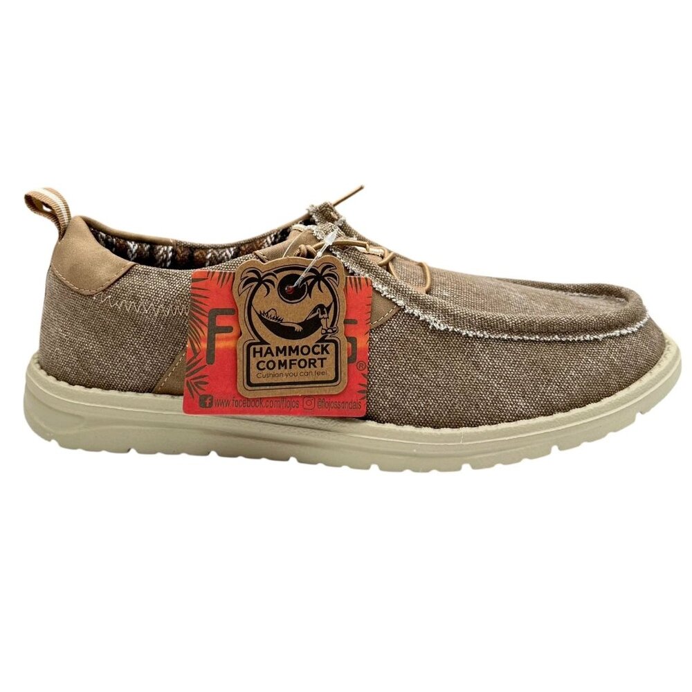 Flojos Men's Slip-On Canvas Sneaker Size 10 Brown Casual Comfortable Loafer‎